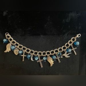 Silvertone Evil Eye Charm Bracelet